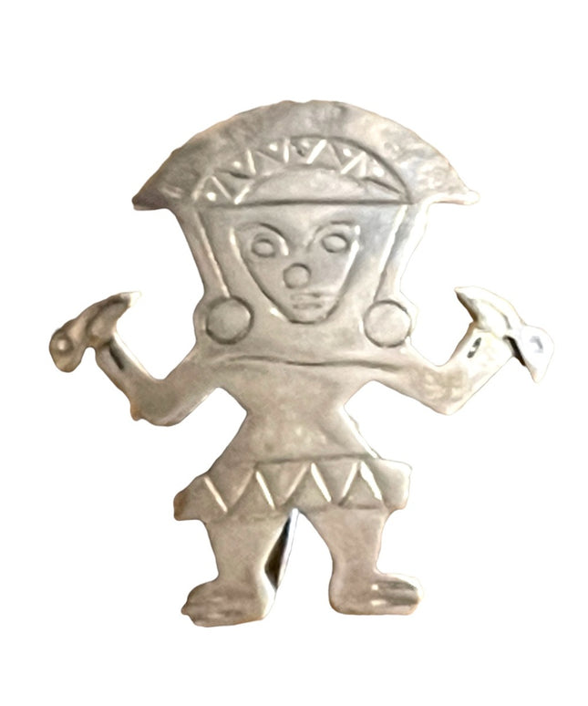 Vintage 1960s Sterling silver signed 924 Peru Incan Tumi Brooch