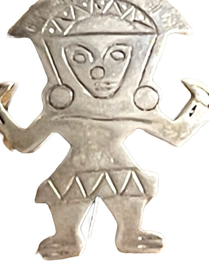 Vintage 1960s Sterling silver signed 924 Peru Incan Tumi Brooch
