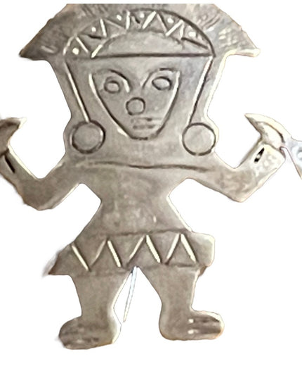Vintage 1960s Sterling silver signed 924 Peru Incan Tumi Brooch