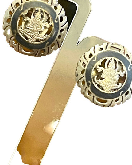 Vintage 1940s SIAM sterling silver 925 black enameled goddess clip on earrings