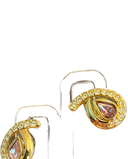 Vintage Swarovski Auth (SAL) 1980s Pink crystal rhinestone gold plated earrings