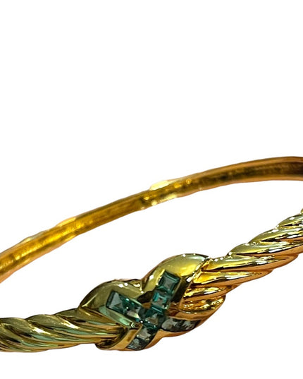 Sterling silver 925 Gold plated blue Topaz fancy X bangle bracelet
