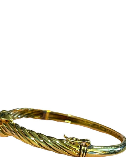 Sterling silver 925 Gold plated blue Topaz fancy X bangle bracelet