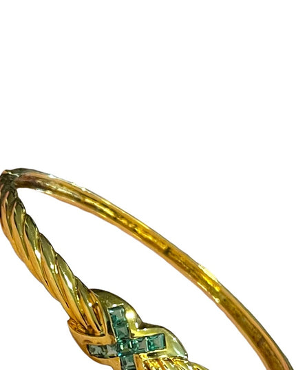 Sterling silver 925 Gold plated blue Topaz fancy X bangle bracelet