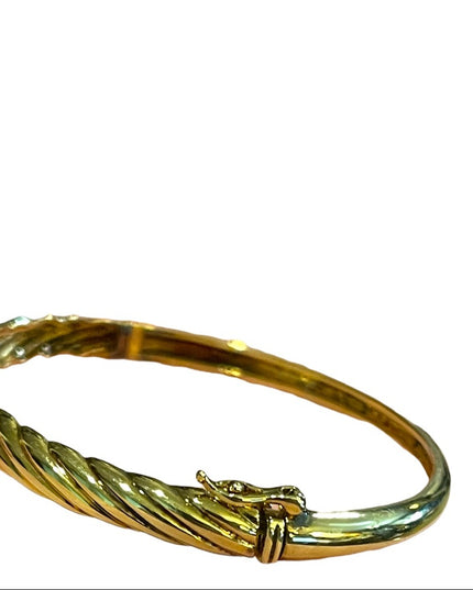 Sterling silver 925 Gold plated blue Topaz fancy X bangle bracelet