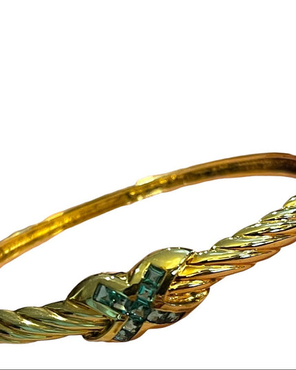 Sterling silver 925 Gold plated blue Topaz fancy X bangle bracelet