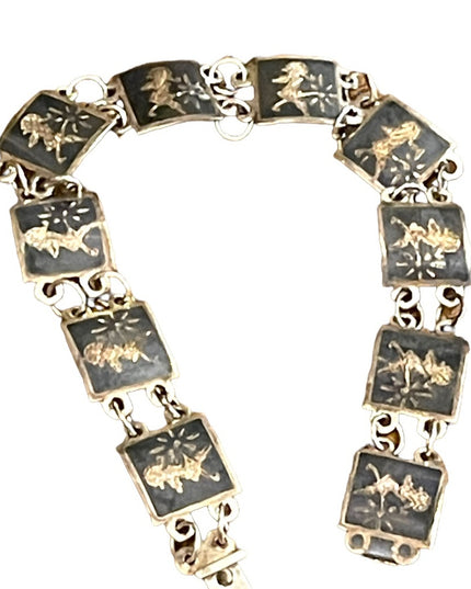 Vintage 1940s Sterling silver 925 SIAM Goddess link bracelet