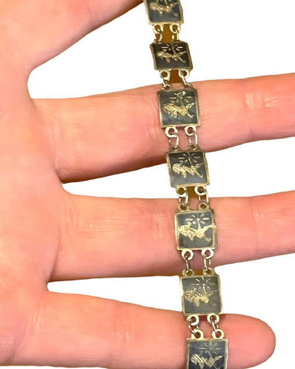 Vintage 1940s Sterling silver 925 SIAM Goddess link bracelet