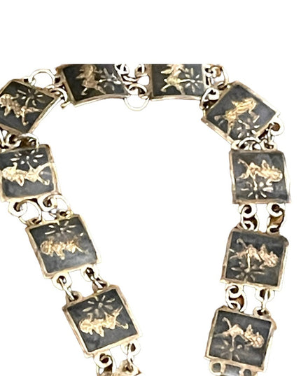 Vintage 1940s Sterling silver 925 SIAM Goddess link bracelet