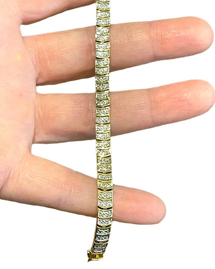 Sterling silver 925 Gold plate Diamond illusion link tennis bracelet