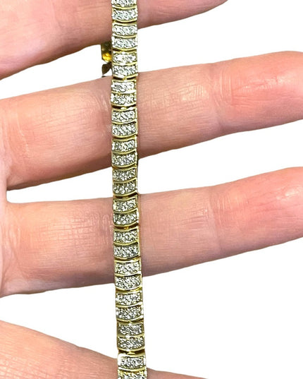 Sterling silver 925 Gold plate Diamond illusion link tennis bracelet