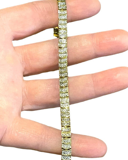 Sterling silver 925 Gold plate Diamond illusion link tennis bracelet