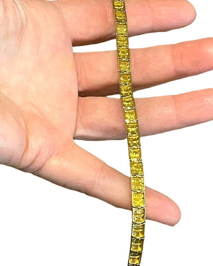 Sterling silver 925 Gold plate Diamond illusion link tennis bracelet