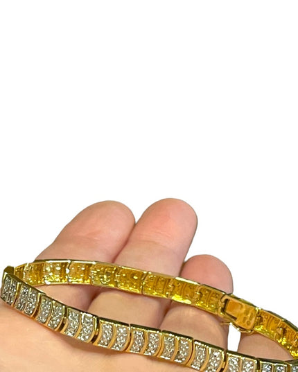 Sterling silver 925 Gold plate Diamond illusion link tennis bracelet