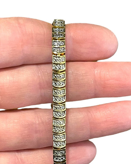 Sterling silver 925 Gold plate Diamond illusion link tennis bracelet