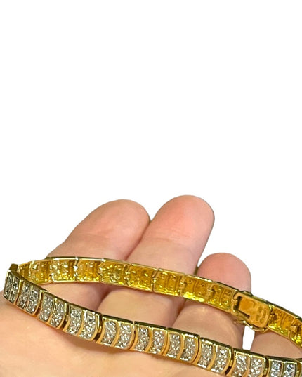 Sterling silver 925 Gold plate Diamond illusion link tennis bracelet