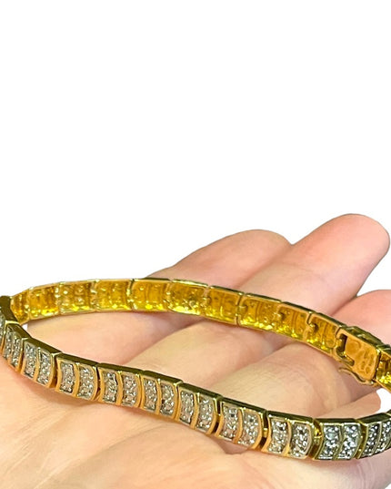 Sterling silver 925 Gold plate Diamond illusion link tennis bracelet