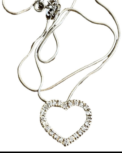 Sterling silver 925 CZ Crystal heart pendant necklace