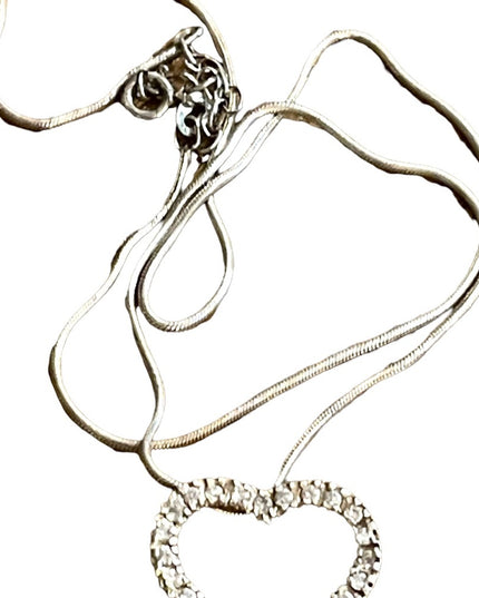 Sterling silver 925 CZ Crystal heart pendant necklace