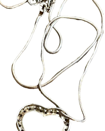 Sterling silver 925 CZ Crystal heart pendant necklace