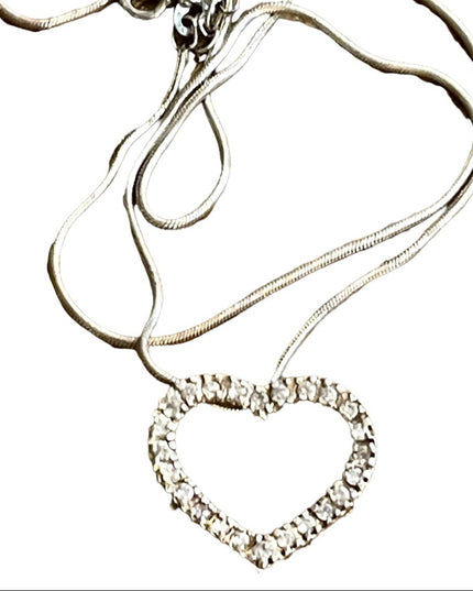 Sterling silver 925 CZ Crystal heart pendant necklace
