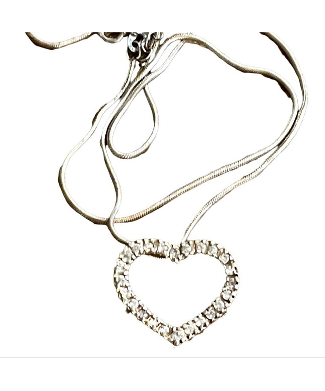 Sterling silver 925 CZ Crystal heart pendant necklace