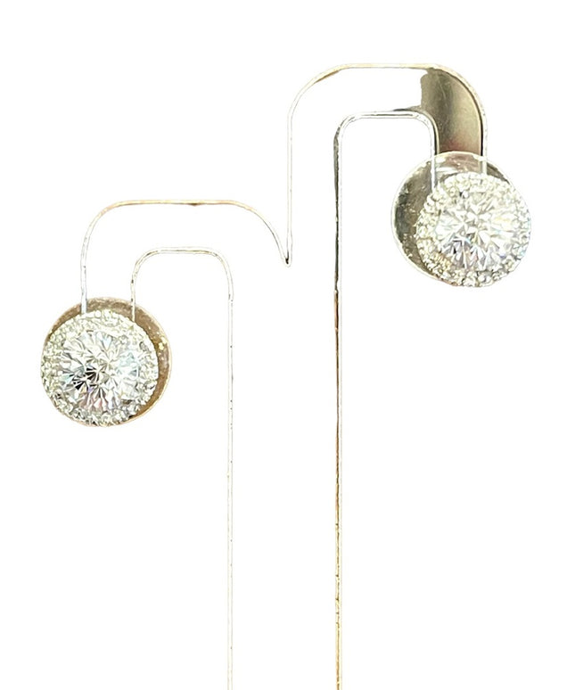 Sterling silver 925 Chunky stud CZ rhinestone earrings
