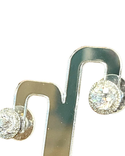 Sterling silver 925 Chunky stud CZ rhinestone earrings