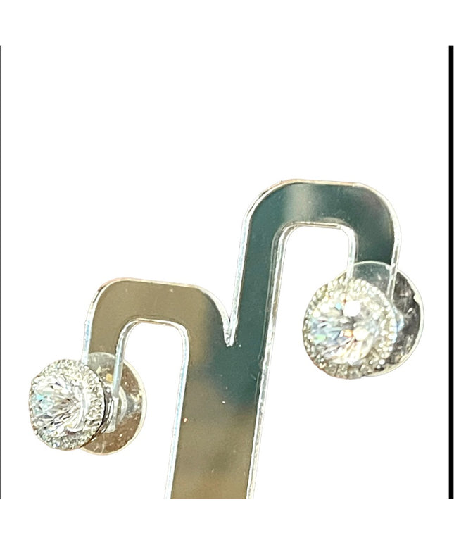 Sterling silver 925 Chunky stud CZ rhinestone earrings