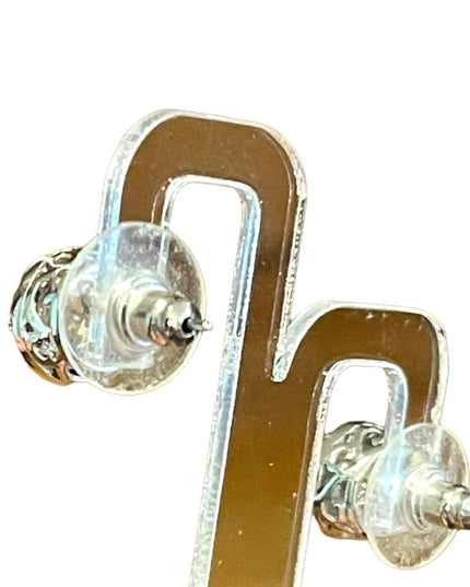 Sterling silver 925 Chunky stud CZ rhinestone earrings
