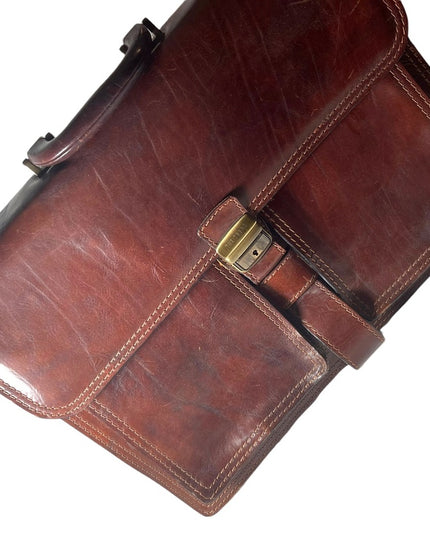 Vintage THE TREND Italian Italy honey Leather briefcase multi pocket distressed
