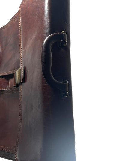 Vintage THE TREND Italian Italy honey Leather briefcase multi pocket distressed