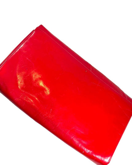Vintage 1960s Fire RED fancy leather clutch sailor nautical Italy Pelle