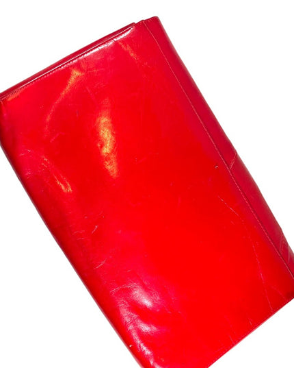 Vintage 1960s Fire RED fancy leather clutch sailor nautical Italy Pelle