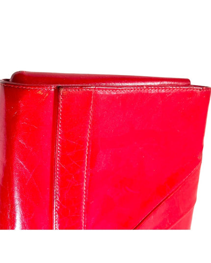 Vintage 1960s Fire RED fancy leather clutch sailor nautical Italy Pelle