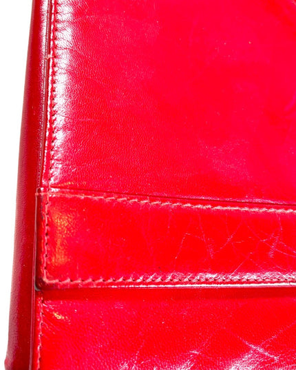 Vintage 1960s Fire RED fancy leather clutch sailor nautical Italy Pelle