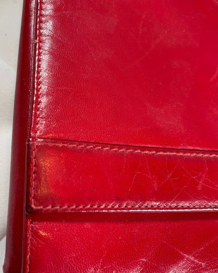 Vintage 1960s Fire RED fancy leather clutch sailor nautical Italy Pelle