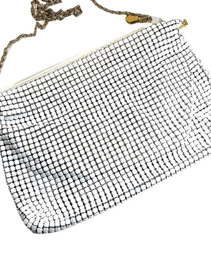Vintage DU-VAL Stark White metal mesh Chain Mail shoulder bag purse party