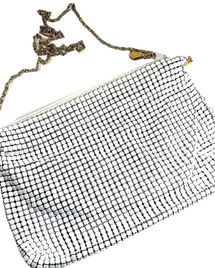 Vintage DU-VAL Stark White metal mesh Chain Mail shoulder bag purse party