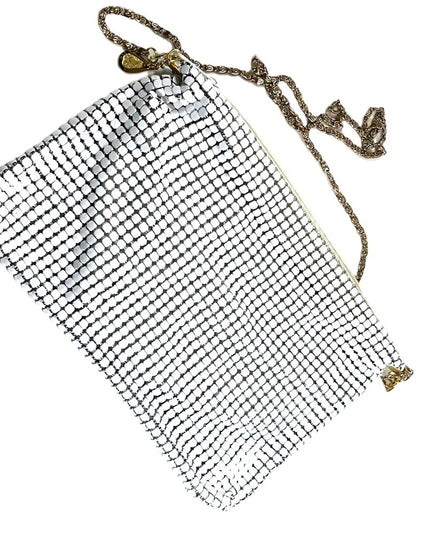 Vintage DU-VAL Stark White metal mesh Chain Mail shoulder bag purse party