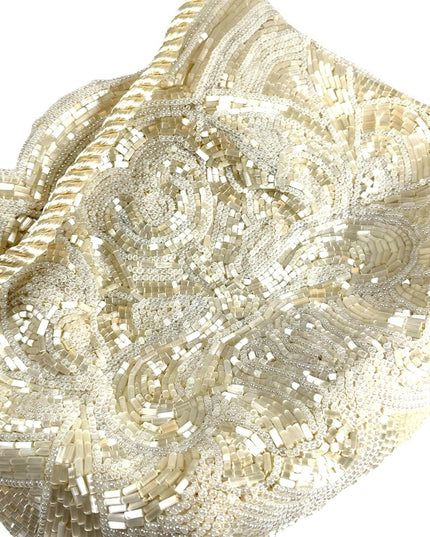 Vintage heavy 1950s fancy paisley design Seed bead purse shoulder bag wedding