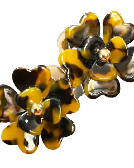 1990s Tortoiseshell fun large flower stud earrings