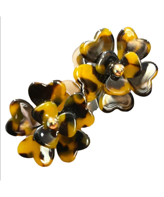 1990s Tortoiseshell fun large flower stud earrings
