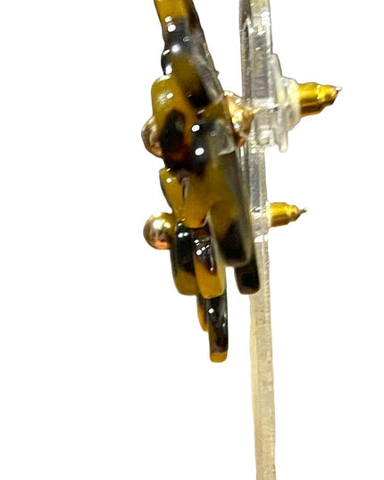 1990s Tortoiseshell fun large flower stud earrings