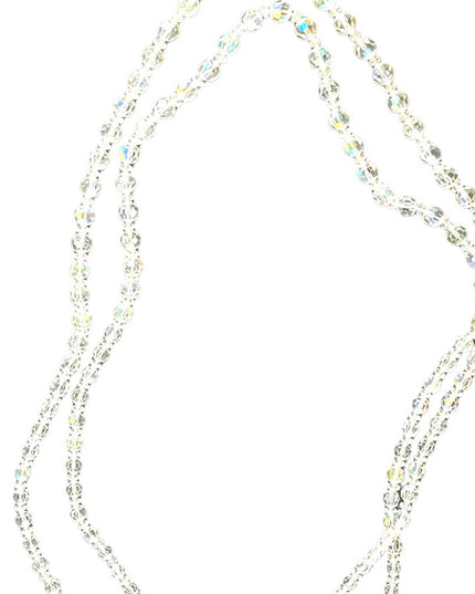 Vintage clear AB CZECH crystal double strand long fancy glass bead necklace 1960