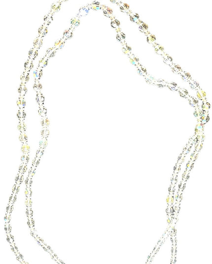 Vintage clear AB CZECH crystal double strand long fancy glass bead necklace 1960