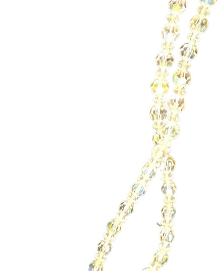 Vintage clear AB CZECH crystal double strand long fancy glass bead necklace 1960
