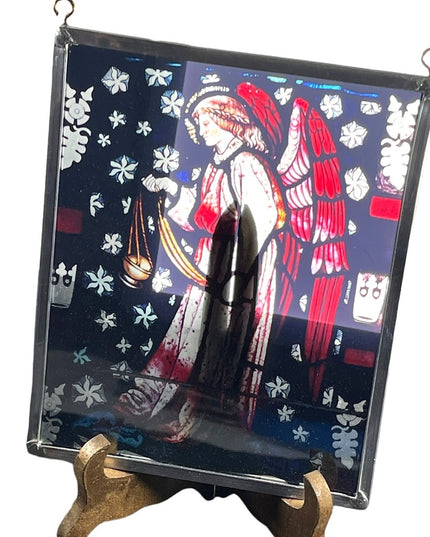 Vintage Handmade stained glass angel window hanging