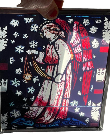 Vintage Handmade stained glass angel window hanging