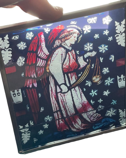 Vintage Handmade stained glass angel window hanging